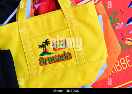 Souvenirs at Grand Anse Craft & Spice Market, Grenada. Stock Photo