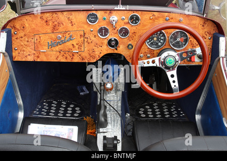A classic car dashboard and interior. Stock Photo