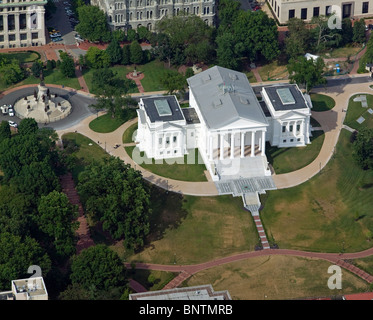 aerial view above state capitol building Richmond Virginia Stock Photo