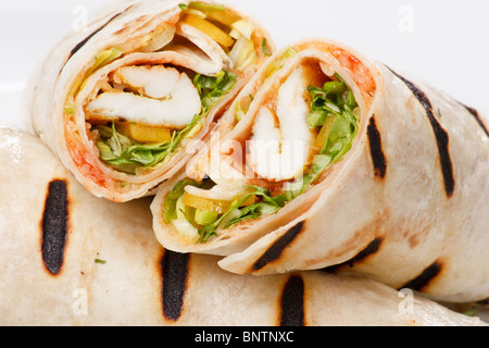 Tortilla Wrap Cut in Half Stock Photo