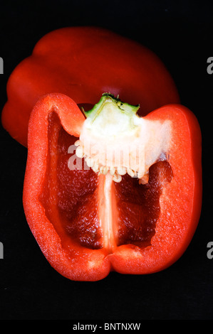 Inside View of Red Bell Pepper Stock Photo