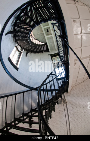 Cast iron spiral stair inside the St. Augustine Lighthouse. St. Augustine Florida Stock Photo