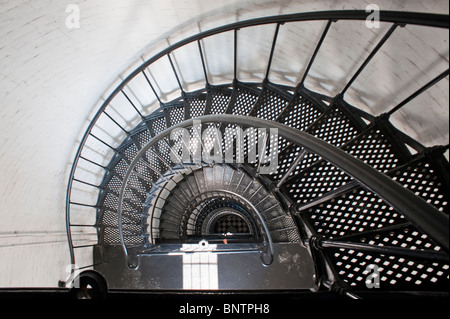 Cast iron spiral stair inside the St. Augustine Lighthouse. St. Augustine Florida Stock Photo