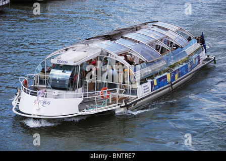 sightseeing boat trip on the Seine, Paris France Stock Photo