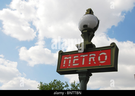 Metropolitan sign at metro entrance  Paris France Stock Photo