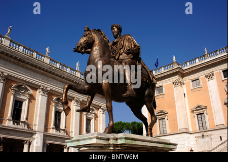 Italy, Rome, Piazza del Campidoglio, statue of Marcus Aurelius Stock Photo