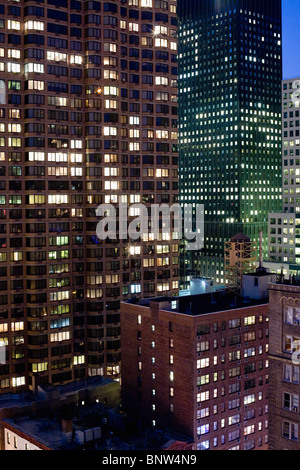 Illuminated skyscrapers Stock Photo