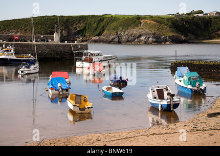 Boats in Cemaes Harbour, Cemaes Bay, Anglesey, North Wales, UK Stock Photo