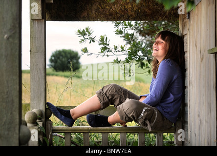 Megan Davies (age 10) from the Vale Of Glamorgan, S Wales who is part of the BBC's Child of Our Time project (8 July 2010) Stock Photo