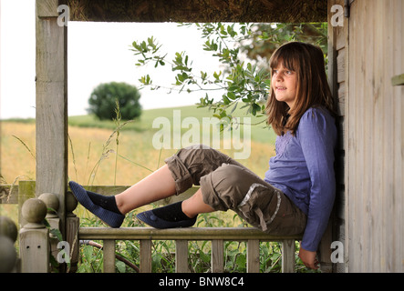 Megan Davies (age 10) from the Vale Of Glamorgan, S Wales who is part of the BBC's Child of Our Time project (8 July 2010) Stock Photo