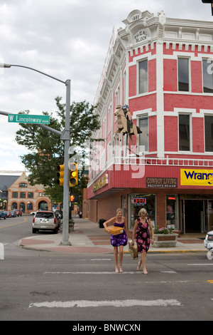 Shoppers in downtown Cheyenne, Wyoming. Stock Photo