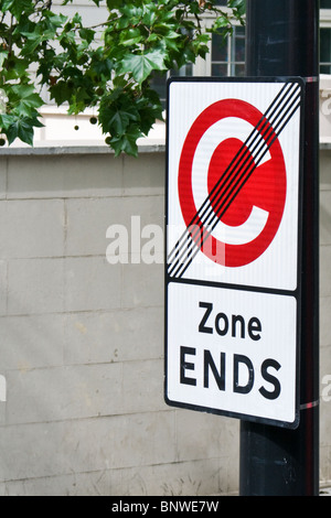 London congestion charge ends sign Stock Photo