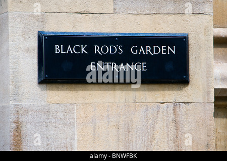 Black Rod's Garden Entrance sign, Westminster London England Stock Photo