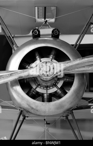 A Black and White Close-up Of The Front Propeller of a Sopwith Camel Fighter Airplane Stock Photo