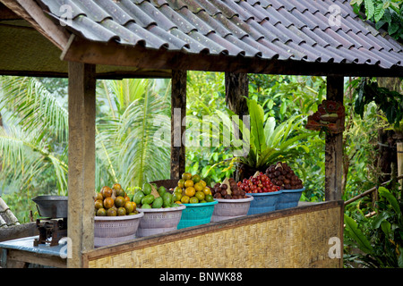 Stall selling tropical fruit on the island of Bali, Indonesia. Stock Photo