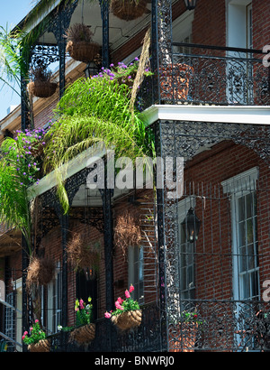 Ornate balconies on building in New Orleans Stock Photo