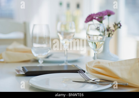 Dining table in restaurant Stock Photo