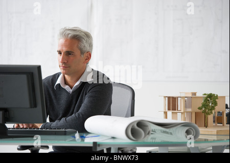 Architect working on computer Stock Photo