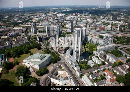 City center, skyline of  Essen, Germany, in the Ruhr Area. Office buildings of several major companies, Stock Photo