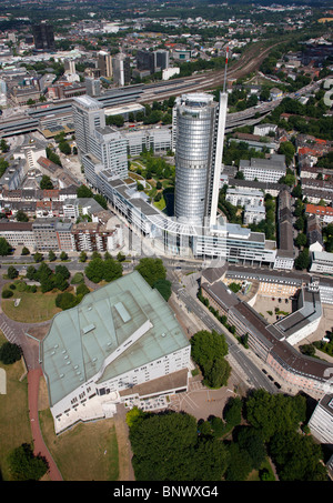 City center, skyline of  Essen, Germany, in the Ruhr Area. Office buildings of several major companies, Stock Photo