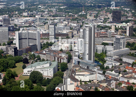 City center, skyline of  Essen, Germany, in the Ruhr Area. Office buildings of several major companies, Stock Photo