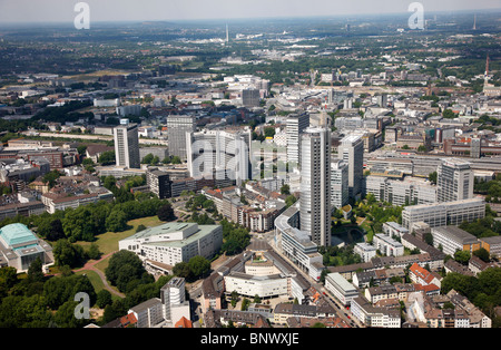 City center, skyline of  Essen, Germany, in the Ruhr Area. Office buildings of several major companies, Stock Photo