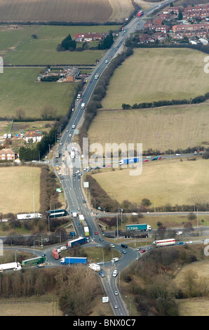 Aerial view of junction 13 of the M1 at Brogborough, Bedfordshire, UK Stock Photo