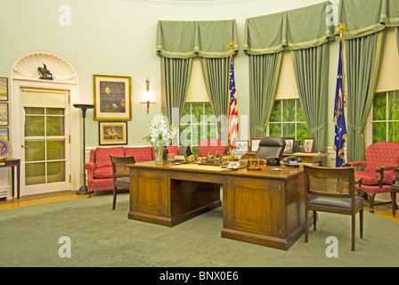 Replica of Harry S Truman's Oval Office at the Truman National Historic Site, Independence, Missouri Stock Photo