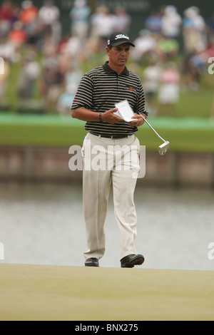 September 11, 2022: Golfers Tom Pernice Jr. and Darren Clarke shake hands  after their round on the final day of the Ascension Charity Classic held at  Norwood Hills Country Club in Jennings