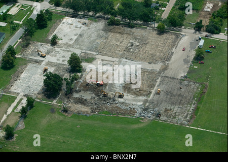 aerial view above cleared foundations of destroyed homes after hurricane Katrina lower ninth ward New Orleans Louisiana Stock Photo