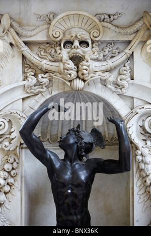 Detail from the base of Benvenuto Cellini's statue - Perseus with the Head of Medusa at the Loggia dei Lanzi in Florence, Italy Stock Photo