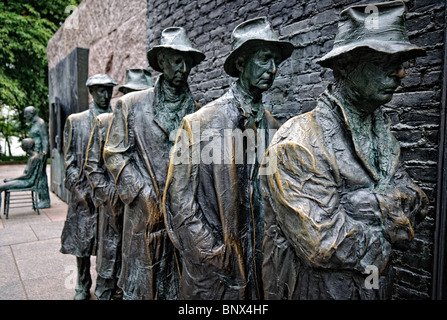 WASHINGTON DC, USA - Sculpture representation of the Great Depression at the Franklin D. Roosevelt Memorial in Washington DC on Haines Point on the banks of the Tidal Basin Stock Photo