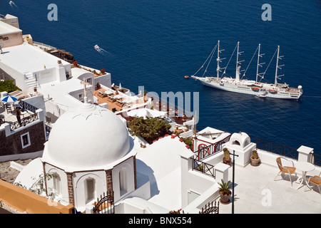 Wind Star's Wind Spirit Cruise Ship anchored off the Greek Isle of  Santorini © Myrleen Pearson Stock Photo