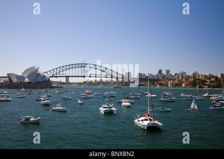 Boats fill Farm Cove for New Year's Eve celebrations on Sydney harbour. Sydney, New South Wales, AUSTRALIA Stock Photo