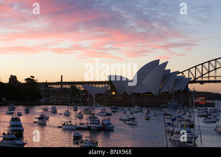 Boats fill Sydney harbour for New Year's Eve celebrations. Sydney, New South Wales, AUSTRALIA Stock Photo