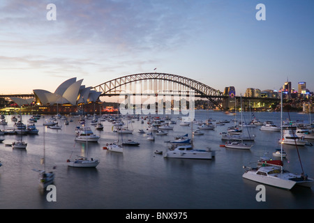 Boats fill Sydney harbour for New Year's Eve celebrations. Sydney, New South Wales, AUSTRALIA Stock Photo