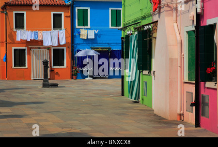 Colorful homes in Burano, an island in the Venetian Lagoon Stock Photo