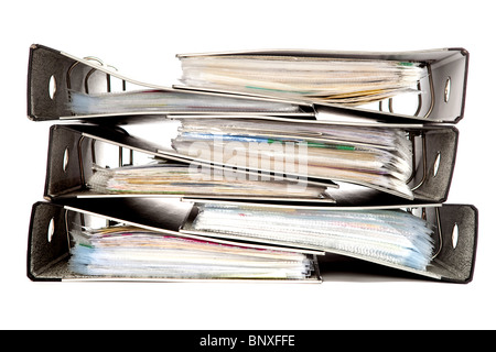 Files in a Pile on a White Isolated Background Stock Photo