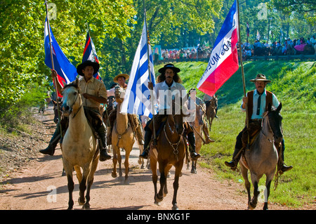 Participants in the annual festival Patria Gaucha in Tacuarembo Uruguay Stock Photo