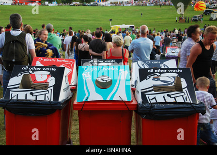 recycling bins at Bristol Balloon Fiesta Stock Photo
