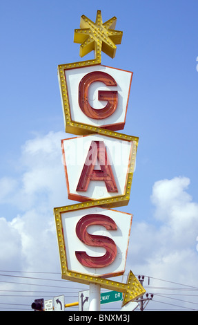 Retro Gas Sign in Grand Forks North Dakota Stock Photo