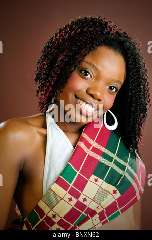 Beautiful Young African Woman Wearing Traditional Tribal Clothes Stock Photo