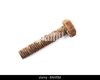 Rusty bolt on a plain white background. Stock Photo