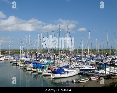 Boats and yachts moored at Tollesbury Marina in Tollesbury on the Dengie Penninsula, Essex, UK. Stock Photo