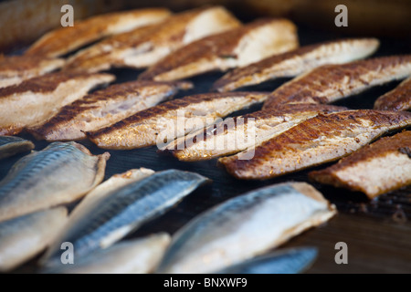 Grilling fish in Istanbul, Turkey Stock Photo