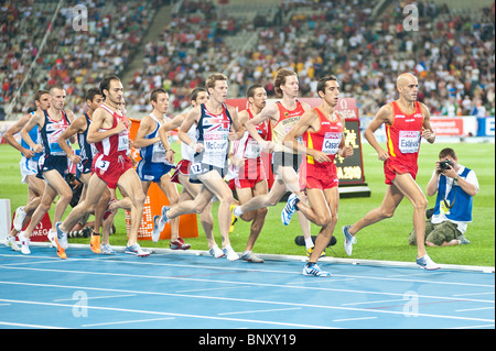 1500 m men Final in the 2010 Barcelona European athletics championships. Stock Photo