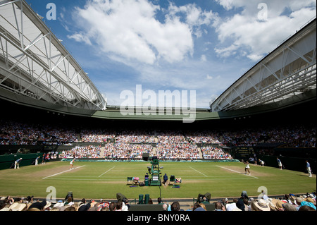 View of Centre Court during Ladies Singles Final at the Wimbledon Tennis Championships 2010 Stock Photo