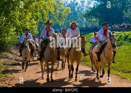 Participants in the annual festival Patria Gaucha in Tacuarembo Uruguay Stock Photo