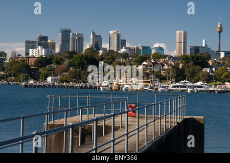 Sydney and the Balmain Ferry Workshops seen from Mort Bay Park, Balmain Stock Photo