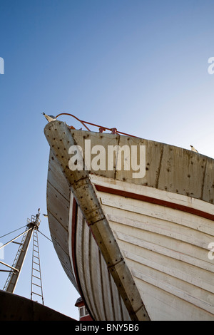 Boat in drydock, low angle view Stock Photo